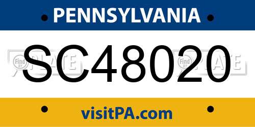 SC48020 Pennsylvania License Plate