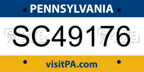 SC49176 Pennsylvania License Plate