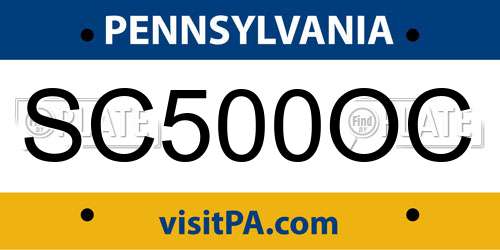 SC500OC Pennsylvania License Plate