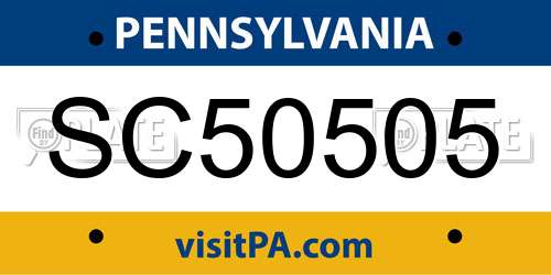 SC50505 Pennsylvania License Plate