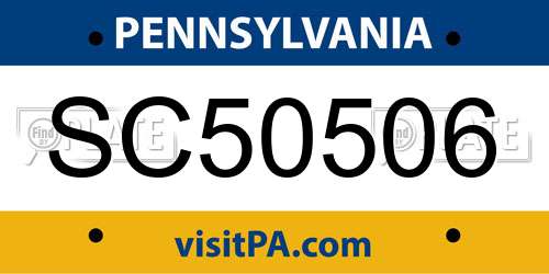 SC50506 Pennsylvania License Plate