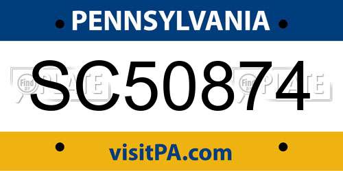 SC50874 Pennsylvania License Plate