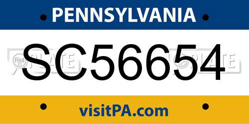 SC56654 Pennsylvania License Plate