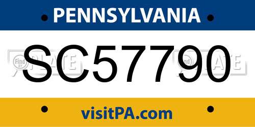 SC57790 Pennsylvania License Plate