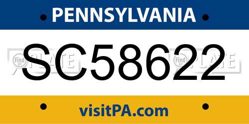 SC58622 Pennsylvania License Plate