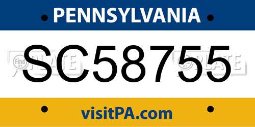 SC58755 Pennsylvania License Plate
