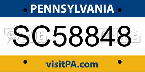 SC58848 Pennsylvania License Plate