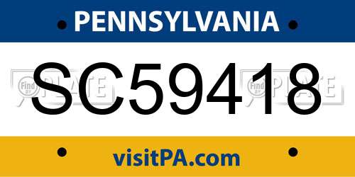 SC59418 Pennsylvania License Plate