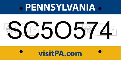SC5O574 Pennsylvania License Plate