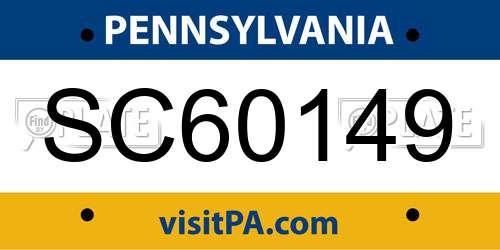 SC60149 Pennsylvania License Plate