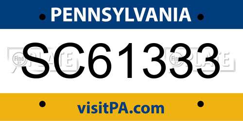 SC61333 Pennsylvania License Plate