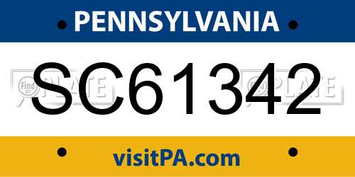 SC61342 Pennsylvania License Plate
