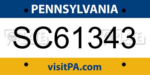 SC61343 Pennsylvania License Plate