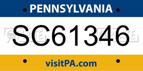 SC61346 Pennsylvania License Plate