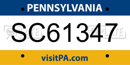 SC61347 Pennsylvania License Plate