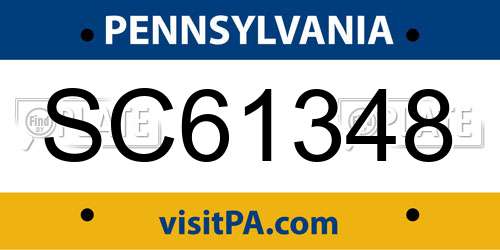 SC61348 Pennsylvania License Plate