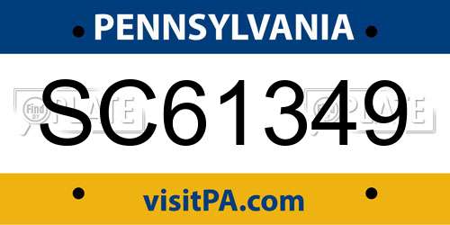 SC61349 Pennsylvania License Plate