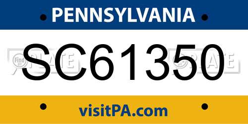 SC61350 Pennsylvania License Plate