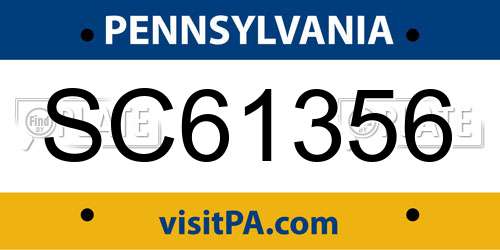 SC61356 Pennsylvania License Plate