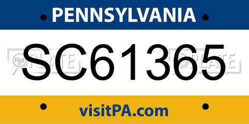 SC61365 Pennsylvania License Plate