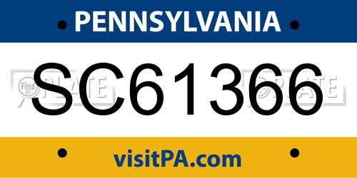 SC61366 Pennsylvania License Plate