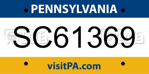 SC61369 Pennsylvania License Plate