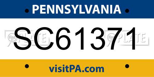 SC61371 Pennsylvania License Plate