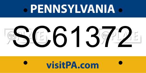 SC61372 Pennsylvania License Plate