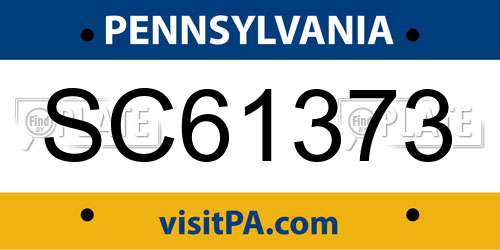 SC61373 Pennsylvania License Plate