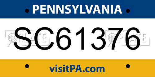 SC61376 Pennsylvania License Plate