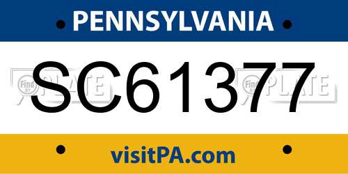 SC61377 Pennsylvania License Plate
