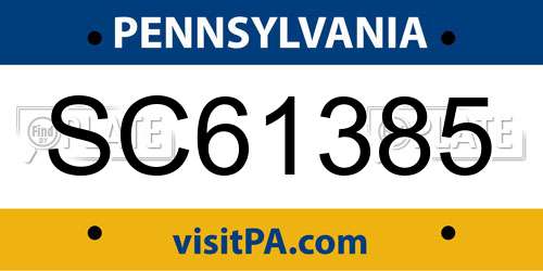 SC61385 Pennsylvania License Plate