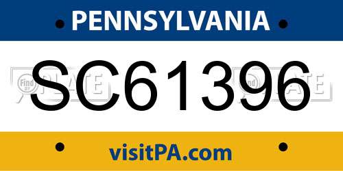 SC61396 Pennsylvania License Plate