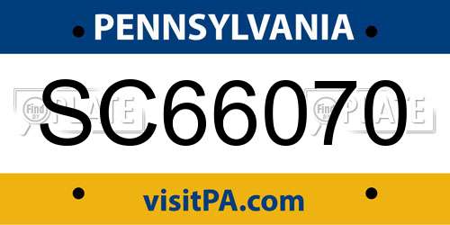 SC66070 Pennsylvania License Plate