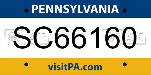 SC66160 Pennsylvania License Plate