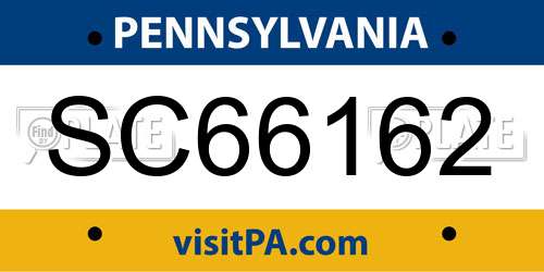 SC66162 Pennsylvania License Plate