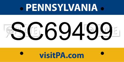 SC69499 Pennsylvania License Plate