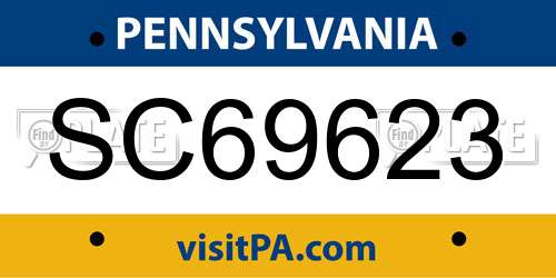 SC69623 Pennsylvania License Plate