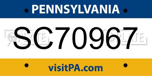 SC70967 Pennsylvania License Plate