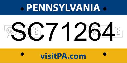 SC71264 Pennsylvania License Plate
