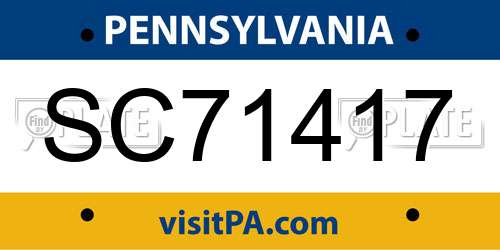 SC71417 Pennsylvania License Plate