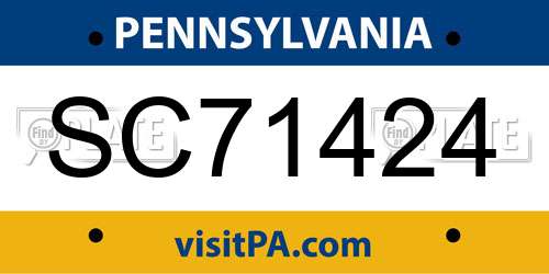 SC71424 Pennsylvania License Plate