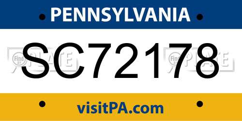 SC72178 Pennsylvania License Plate