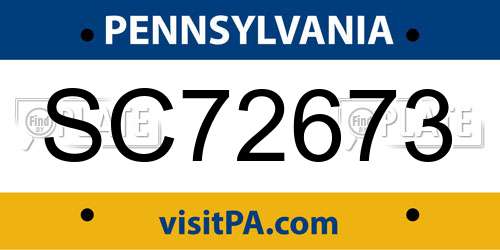SC72673 Pennsylvania License Plate