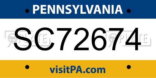 SC72674 Pennsylvania License Plate