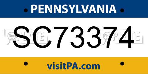 SC73374 Pennsylvania License Plate