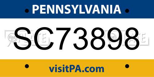 SC73898 Pennsylvania License Plate