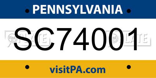 SC74001 Pennsylvania License Plate