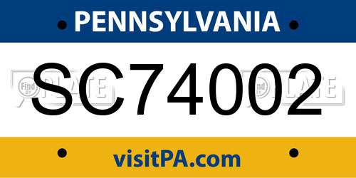 SC74002 Pennsylvania License Plate