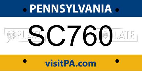 SC760 Pennsylvania License Plate